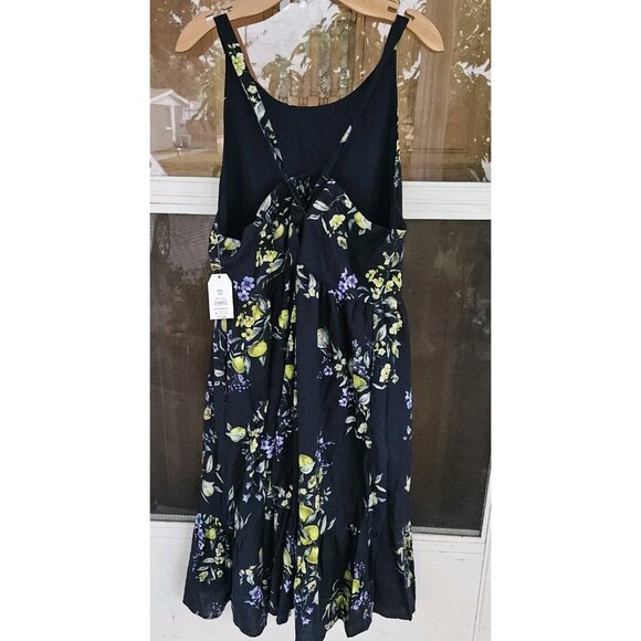Time And Tru Plus Size Xxxl Tie Back Maxi Dress Fruit Bouquet Dark Navy New - Picture 4 of 9
